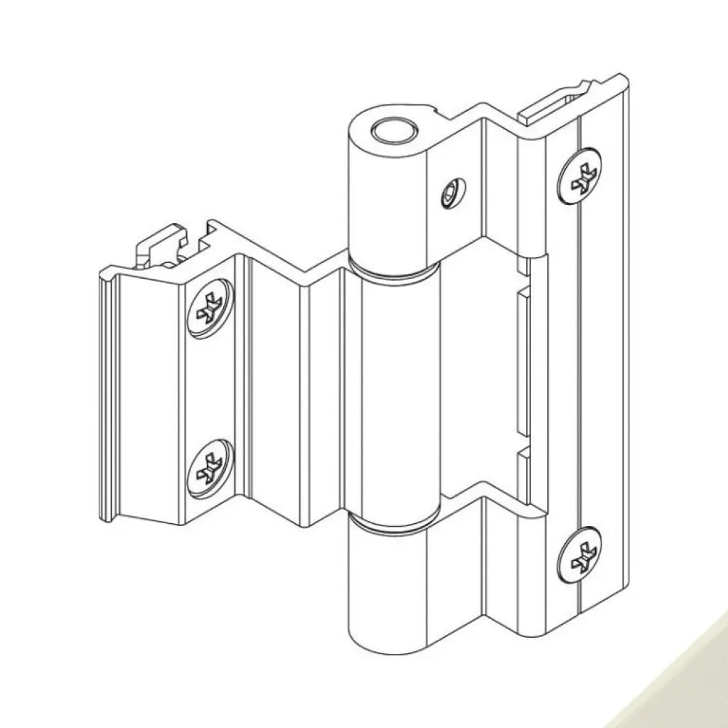Giesse 00601430N Cerniera Bridge 2 per Terza Anta Serramento Profilo CU Altezza 93mm Portata 90-100Kg Alluminio Finitura Perla