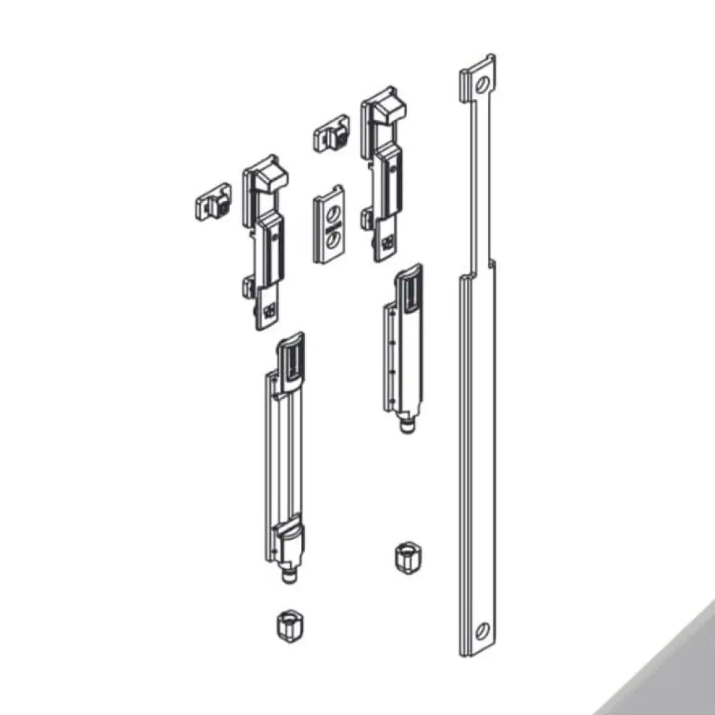 Giesse 04274000K Kit Catenacci Verticali Giap per Anta Secondaria Profilo CU Registrabile Alluminio e Poliammide Finitura Grigio