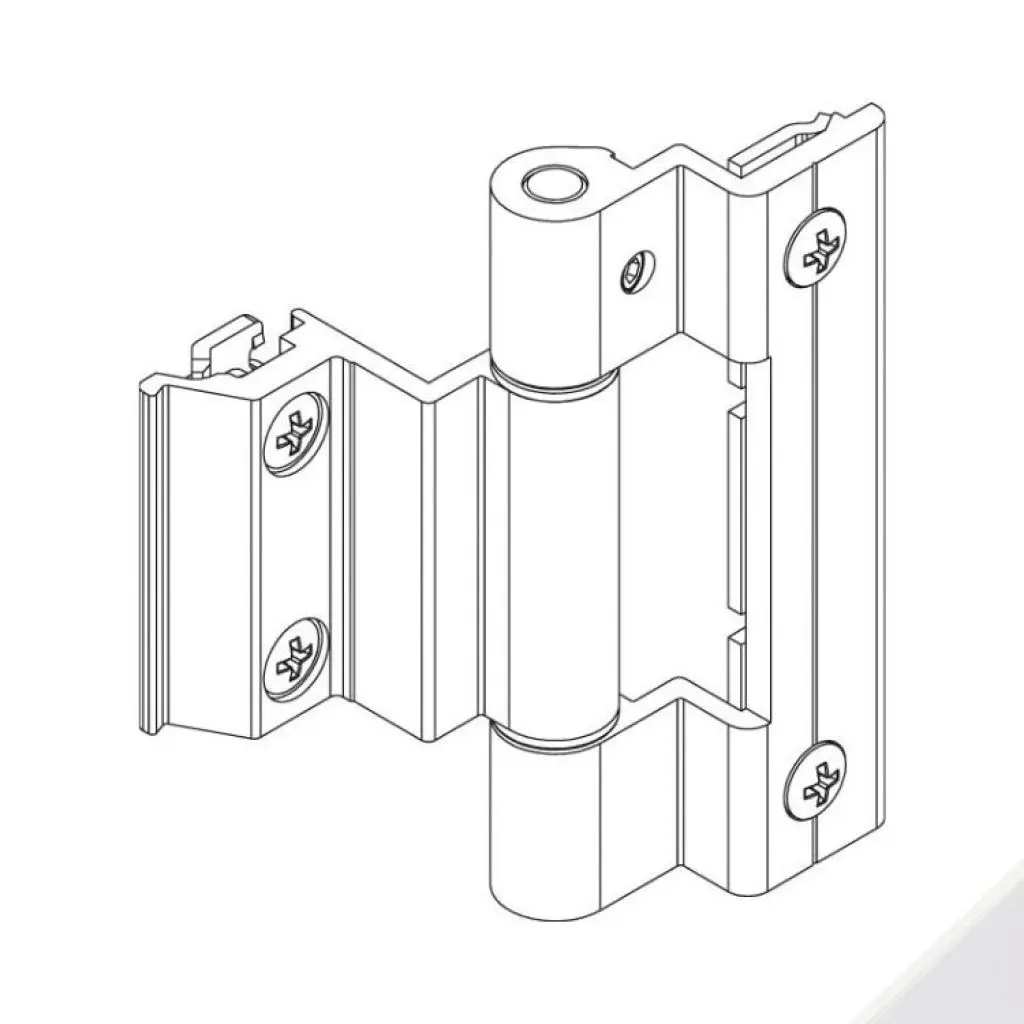 Giesse 00601410N Cerniera Bridge 2 per Terza Anta Serramento Profilo CU Altezza 93mm Portata 90-100Kg Alluminio Finitura Bianco
