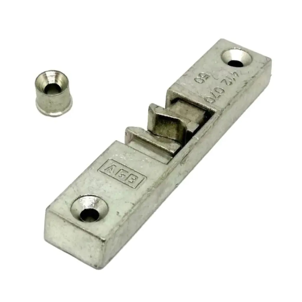 AGB A48010CR18 Scrocco Chiusura Temporanea per Serramento Dimensione 84x23x9,3mm Aria 12mm Interasse 13mm Battuta 18mm Zama Finitura Argento