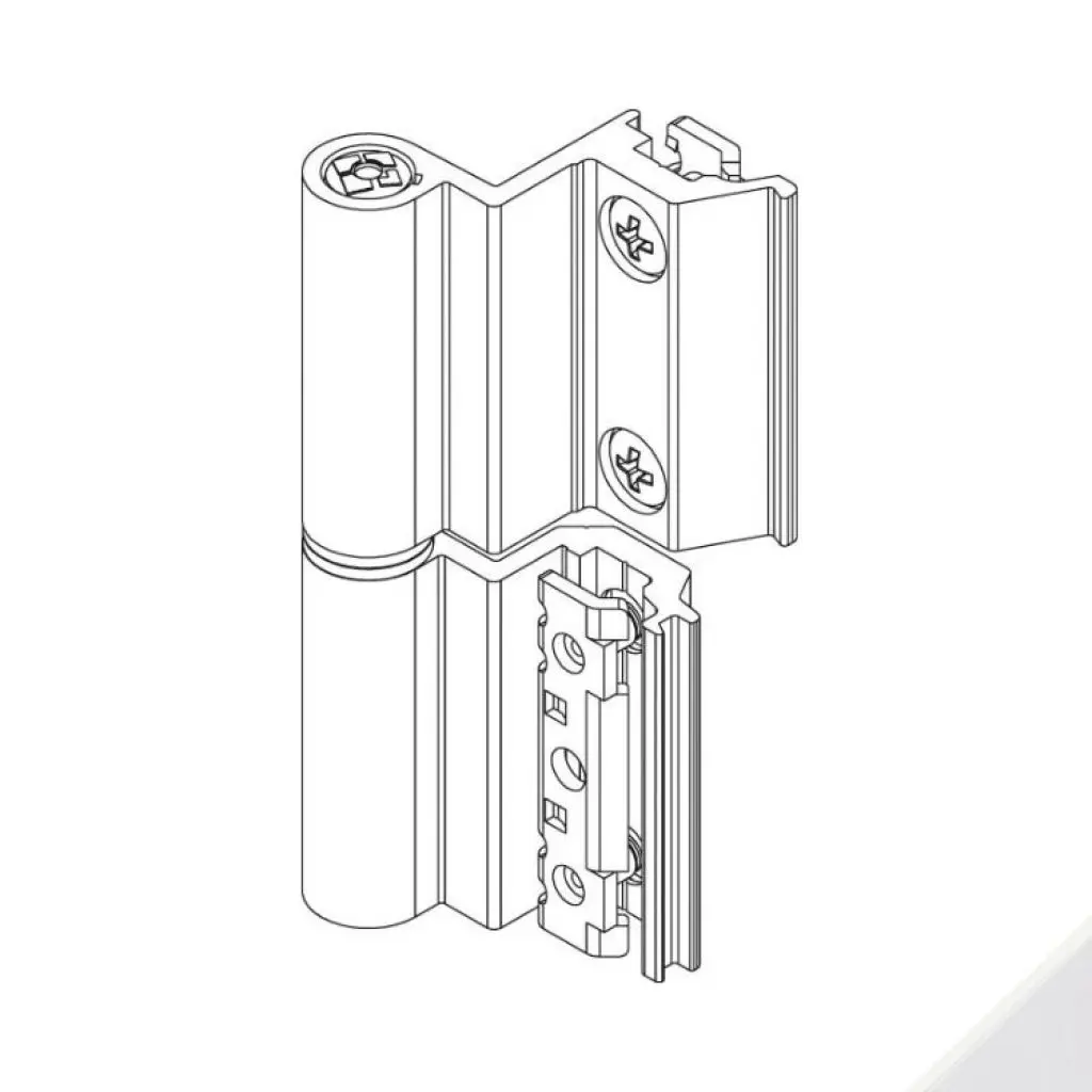 Giesse 00121410U Cerniera Flash Base per Terza Anta Profilo CU Altezza 93mm Portata 75-85Kg Alluminio Finitura Bianco