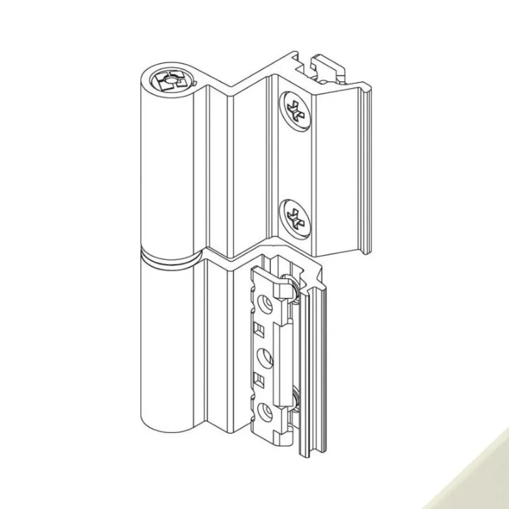 Giesse 00121430U Cerniera Flash Base per Terza Anta Profilo CU Altezza 93mm Portata 75-85Kg Alluminio Finitura Perla