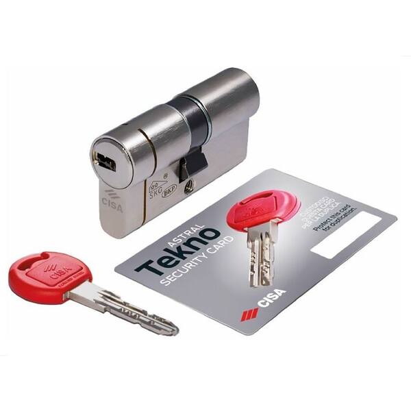 Cisa 0M3T10701200C5 Cilindro Europeo Astral Tekno Pro 30/30 Nichelato con 5 Chiavi