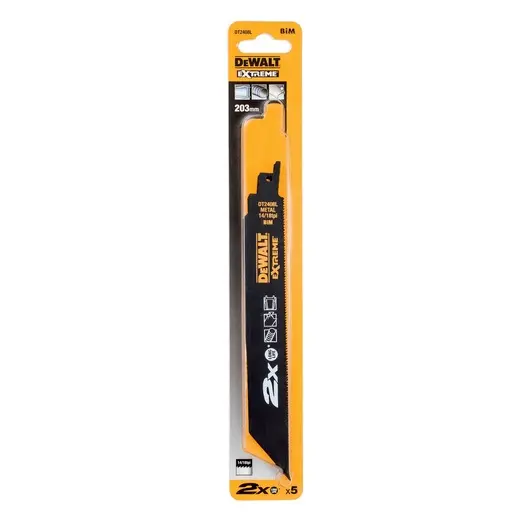 DeWalt DT2408L-QZ Set 5 Lame Sega Orizzontale 14/18 TPI Tagliare Metalli 2X Life 203mm