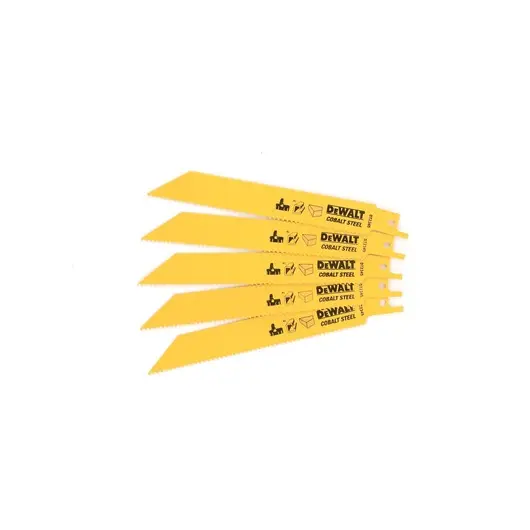 DeWalt DT2345-QZ Set 5 Lame per Sega Orizzontale bi-metal per Taglio Legno Metalli e Plastica Lunghezza 152mm