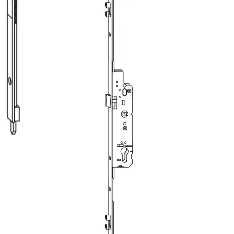 AGB A404583510 Serratura Unitop per Portafinestra 2 Ante Foro Yale Entrata 35mm Frontale 16x2400mm con 4 Funghi Finitura Argento