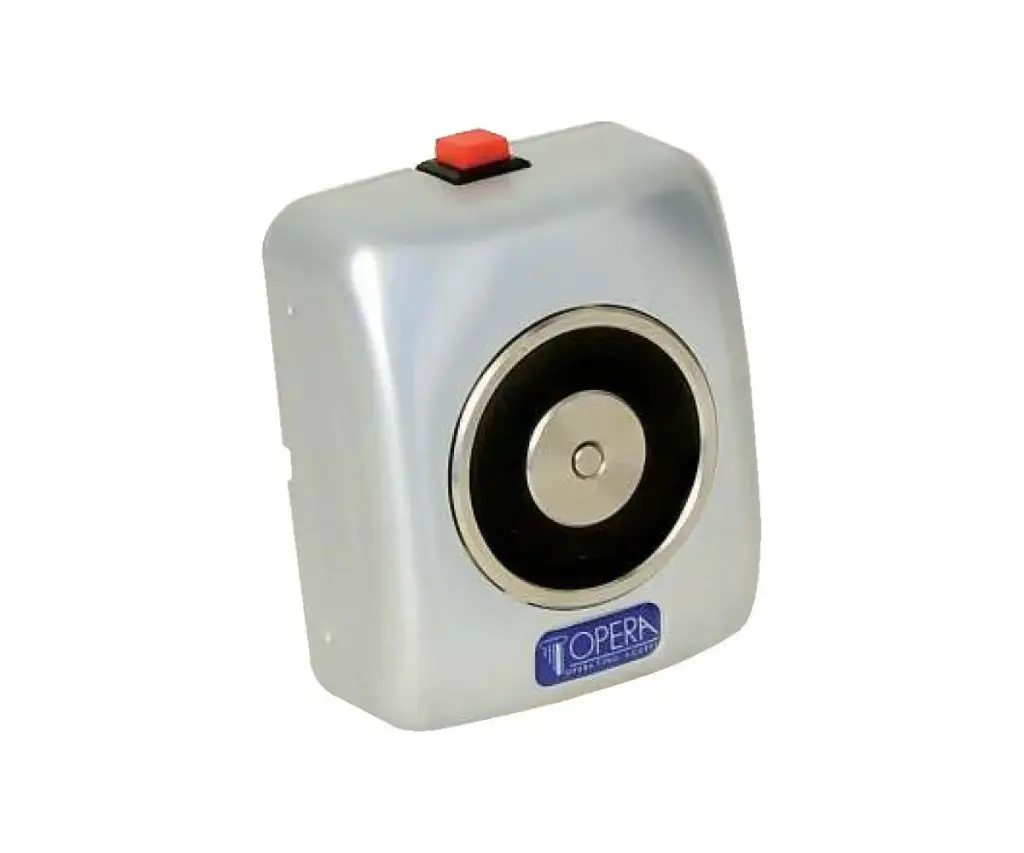 Opera 19002+01805Z Elettromagnete Di Trattenuta con Piastra e Pulsante di Sblocco Colore Argento