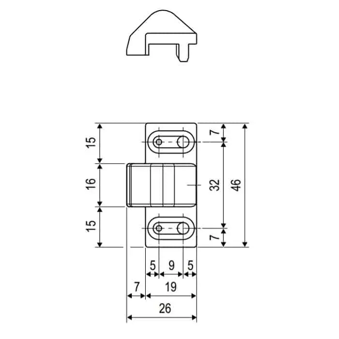 AGB A44812BB00 Cerniera Centrale Artech per Finestra in PVC a Scomparsa Parte Telaio Fissa Asse 13mm
