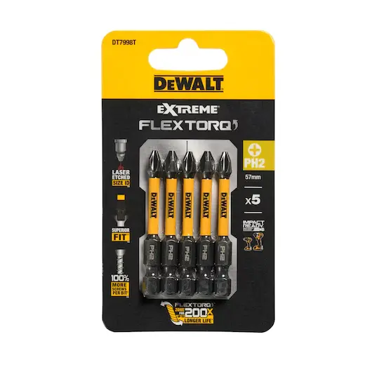 DeWalt DT7998T-QZ Blister 5 Inserti Impact Torsion Philips PH2 da 57mm
