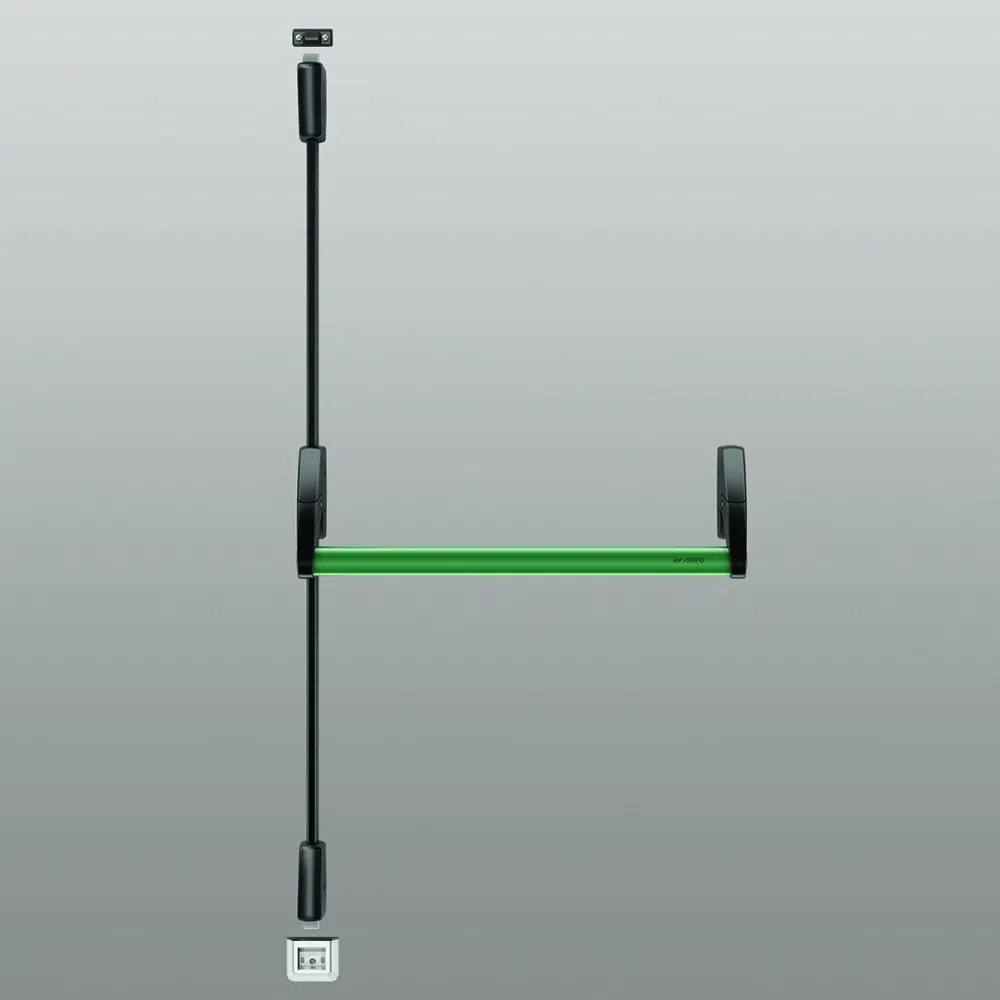 Savio 6010.2/1200 Maniglione Antipanico Verticale Juvarra Ambidestro 2 Punti Chiusura Finitura Scocche Nere e Barra verde