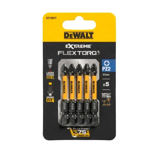 DeWalt DT7391T-QZ Blister 5 Inserti Impact Torsion Pozidriv PZ2 da 57mm