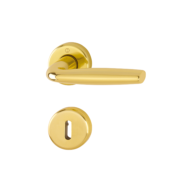 Hoppe 10711041 Grt. con rosetta Milos 1617/17K/17KS F271 alluminio colore oro lucido 