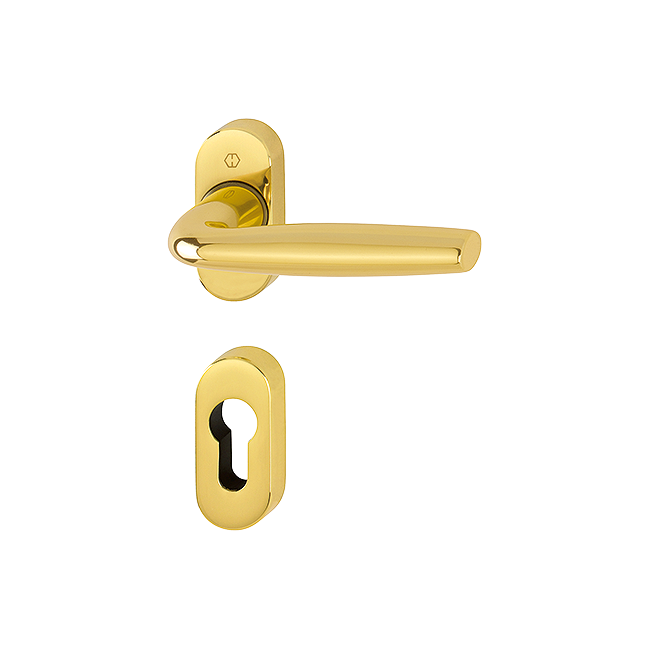 Hoppe 10711316 Grt. con rosetta Milos 1617/23P/23PS F271 alluminio colore oro lucido 