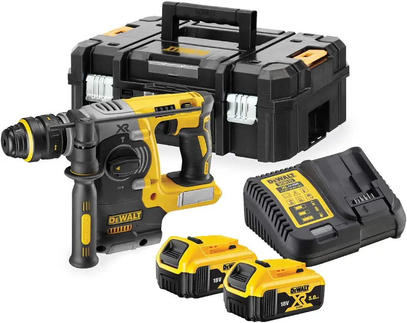 DeWalt DCH273P2T-QW Trapano Percussione Tassellatore SDS Plus Brushless XR 18V Con 2 Batterie 5Ah + Caricabatterie + Valigia