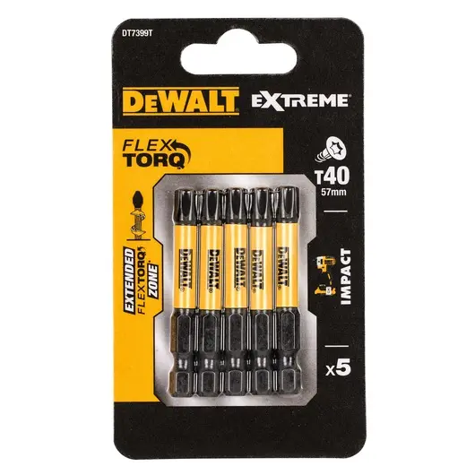 DeWalt DT7399T-QZ Blister 5 Inserti Impact Torsion Torx T40 da 57mm