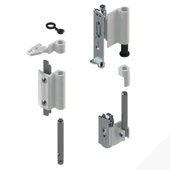 Giesse 04711411 Kit Cerniere Futura 3D 130 per Anta Ribalta Profilo CU Alluminio e Zama Finitura Bianco Opaco