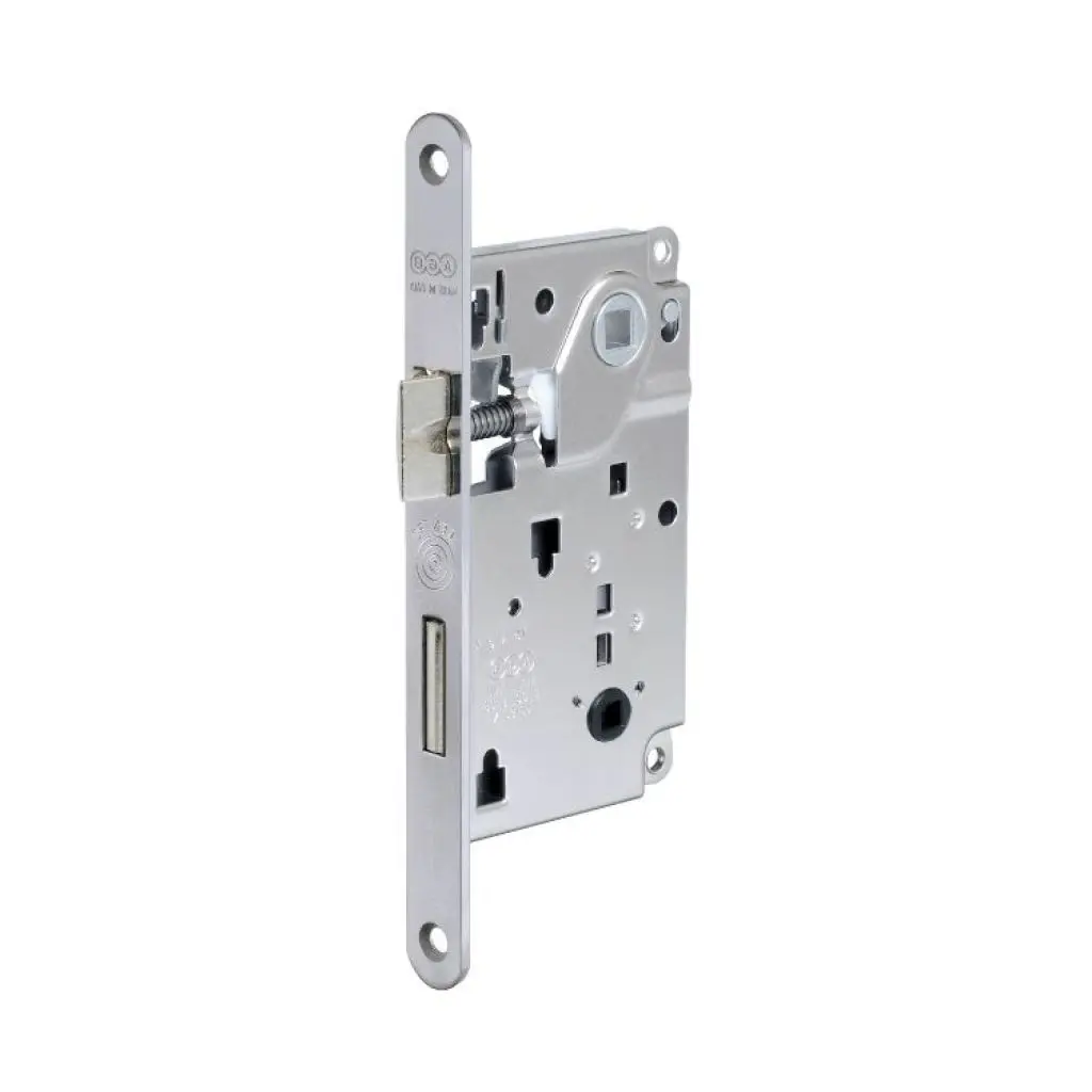 AGB B010065034 Serratura Centro WC Incasso per Porta Bagno Entrata 50mm Interasse 96mm Bordo Tondo 196x18mm Acciaio Finitura Cromato Opaco