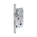 AGB B010065034 Serratura Centro WC Incasso per Porta Bagno Entrata 50mm Interasse 96mm Bordo Tondo 196x18mm Acciaio Finitura Cromato Opaco
