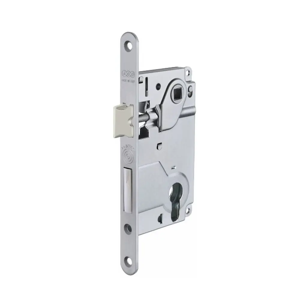 AGB B010255034 Serratura Centro Yale Incasso per Porta da Interni Entrata 50mm Interasse 85mm Bordo Tondo 196x18mm Acciaio Finitura Cromato Opaco