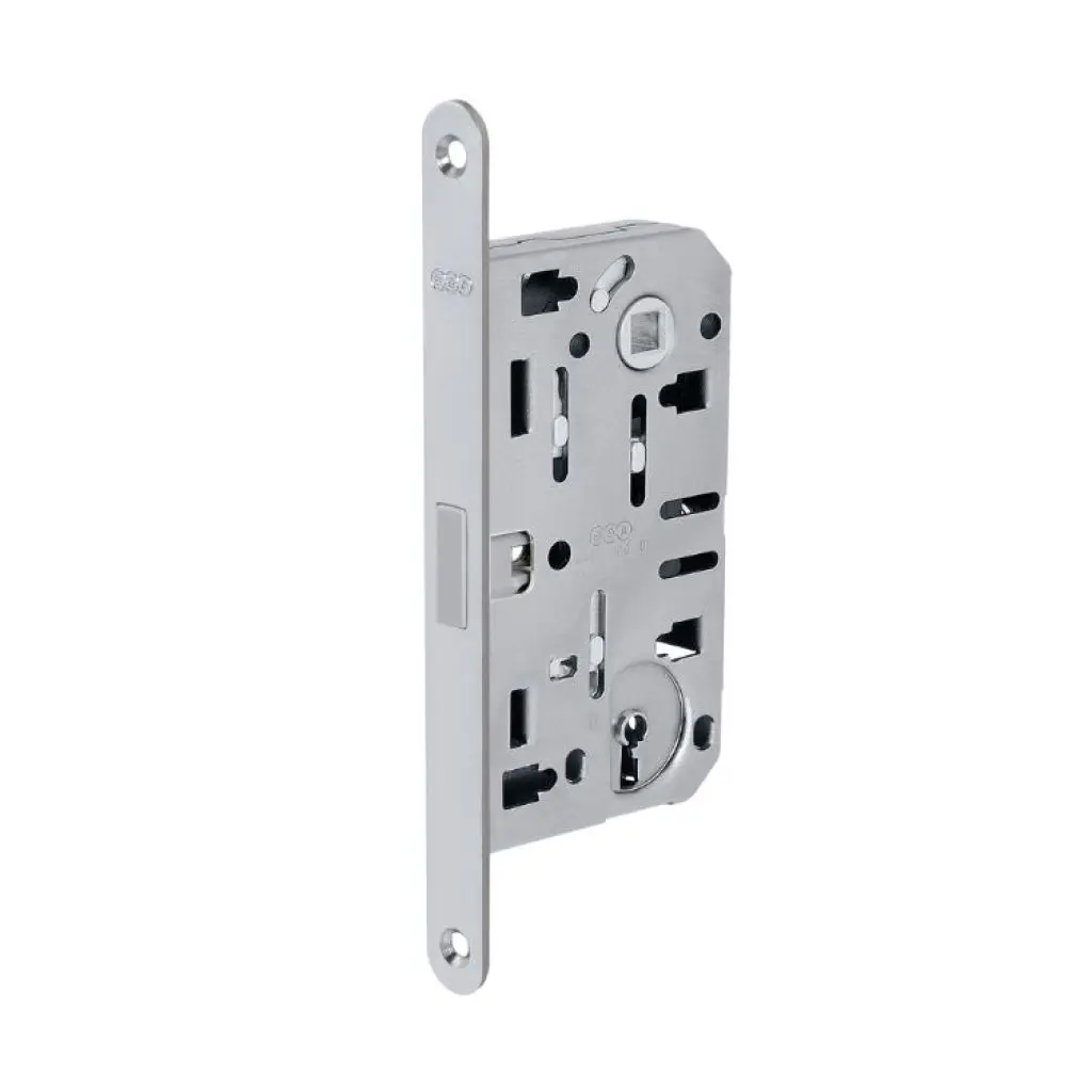 [071186] AGB B061015034 Serratura Polaris 2XT Incasso per Porta Interna con Chiave Entrata 50mm Interasse 90mm Bordo Tondo 196x18mm Acciaio Finitura Cromato Opaco