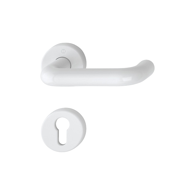 Hoppe 521272 Grt. con rosetta Baden K138L/15/15S F9016 bianco traffico 