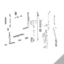 Giesse 04671376K Meccanismo Base per Chiusura Anta Ribalta Arco-Fuori Squadro Profilo CU Alluminio e Zama Finitura Argento