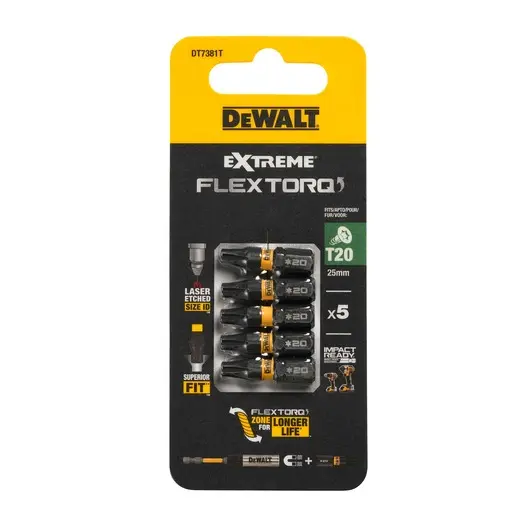 DeWalt DT7381T-QZ Blister 5 Inserti Impact Torsion Torx T20 da 25mm