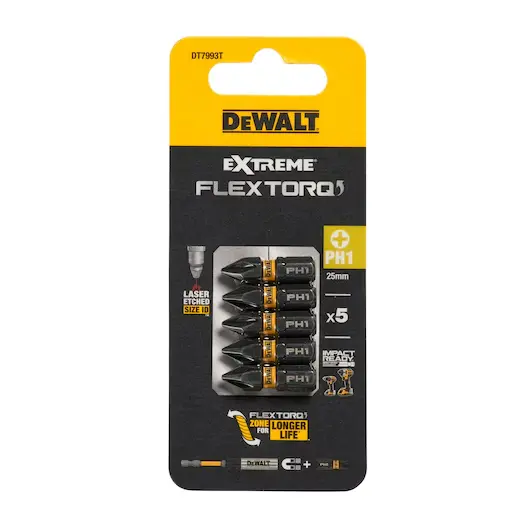 DeWalt DT7993T-QZ Blister 5 Inserti Impact Torsion Philips PH1 da 25mm