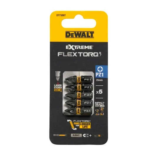 DeWalt DT7386T-QZ Blister 5 Inserti Impact Torsion Pozidriv PZ1 da 25mm