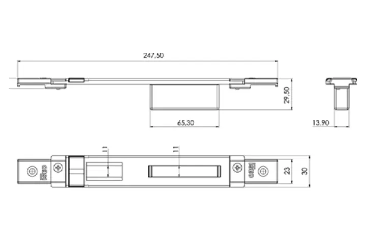 Iseo 038632 Performa Contropiastra con Incontro Regolabile Chiusura Elettrica e Meccanica 30x247,5mm R40/R50