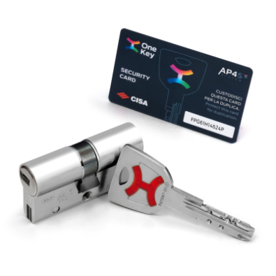 Cisa 0P3S136012C5CA Cilindro AP4 S Europeo 50/60 Nichelato con 5 Chiavi + Chiave Cantiere