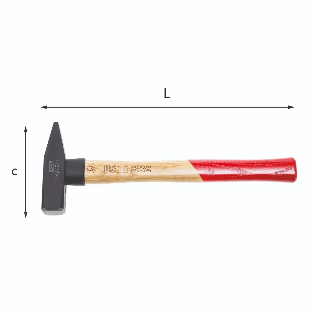 Usag U03820008 382 Martello Tedesco a Testa Quadra Piana e Penna Simmetrica 500gr Lunghezza 320mm