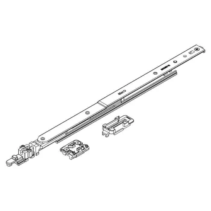 Giesse 0423000001 Braccio Futura 3D per Anta Ribalta Profilo Erre 40 Larghezza 581-1700mm Acciaio e Zama Finitura Silver