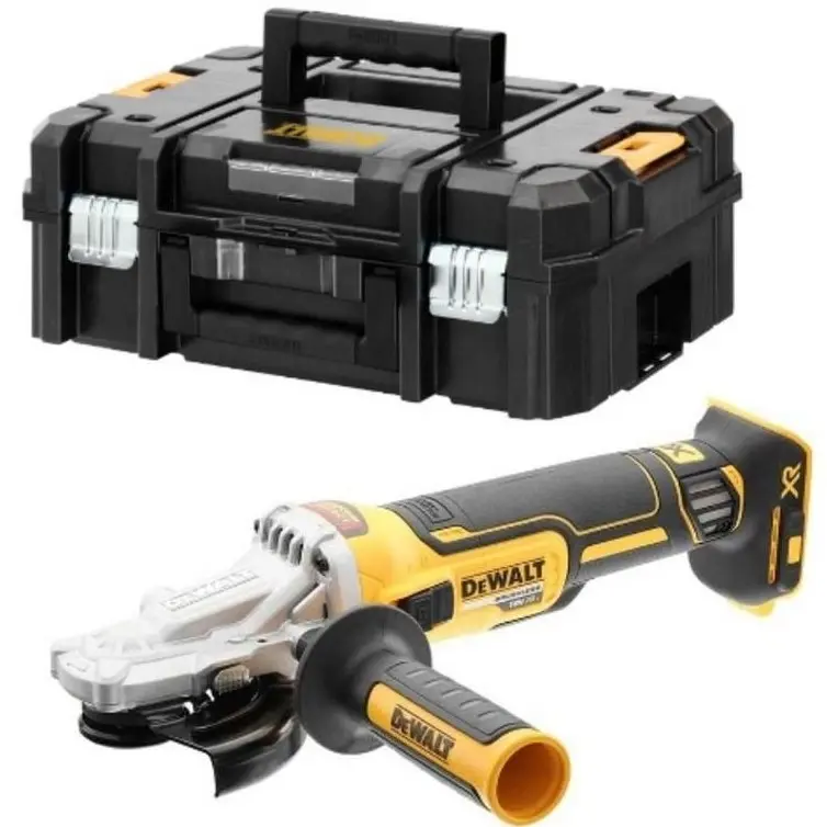 DeWalt DCG405FNT-XJ Smerigliatrice Angolare a Testa Piatta 125mm XR 18V - Solo Corpo + Valigia T-Stack