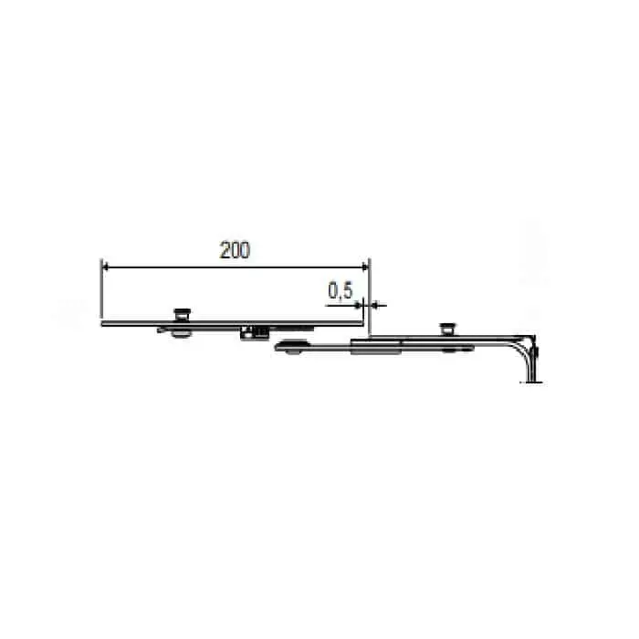 AGB A504230001 Terminale per Arco Artech per Movimento Angolare per Anta Doppia Lunghezza 200mm