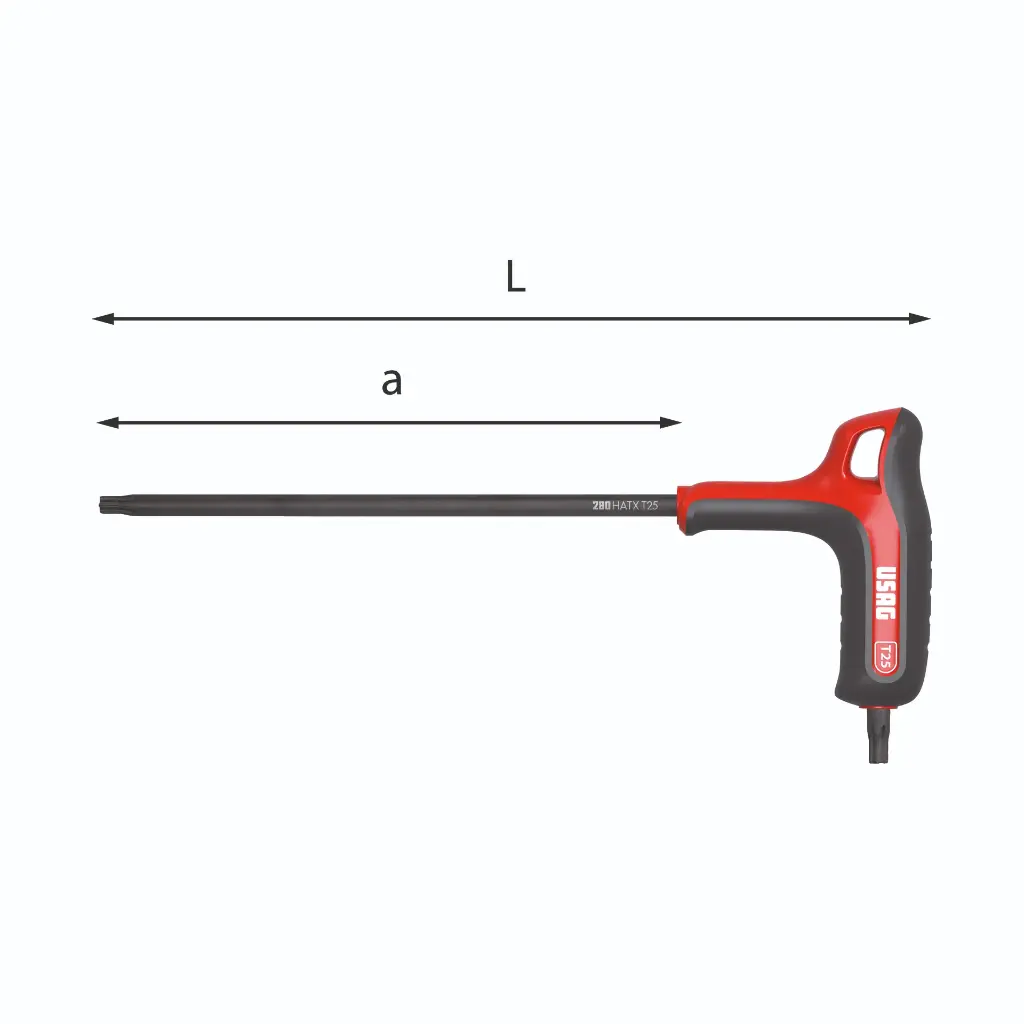 Usag U02800447 280HATX Chiavi Maschio Piegate con Impugnatura per Viti con Torx T20 Lunghezza 183mm