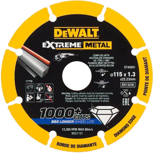 [082854] DeWalt DT40251-QZ Disco Extreme Diamond 115 x 22.23 x 1.3mm Taglio Metallo