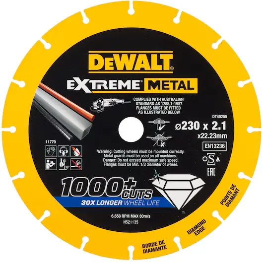 DeWalt DT40255-QZ Disco Extreme Diamond Taglio Metallo 230 x 22,23 x 1,5mm