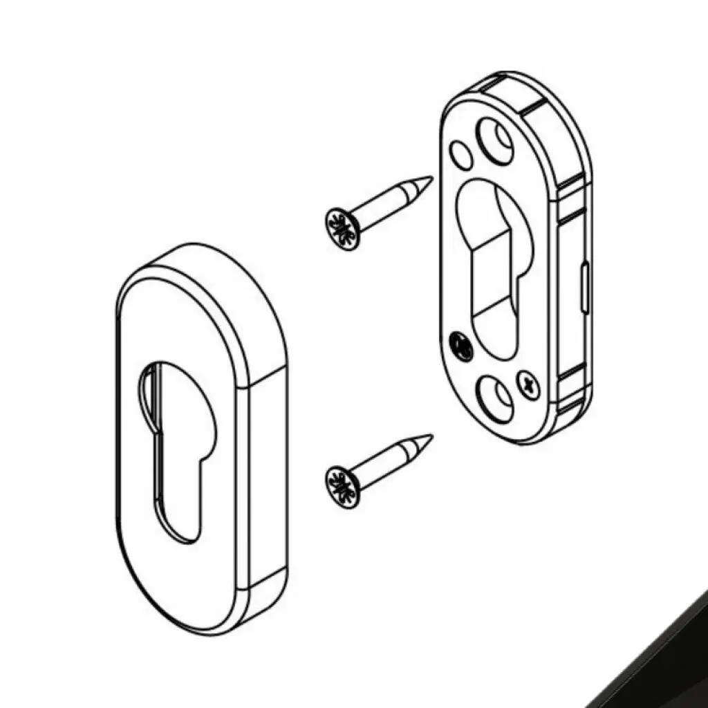 Giesse 0243050001 Bocchetta Ovale Foro Yale per Porta Dimensione 61,5x31x10mm Alluminio Finitura Nero