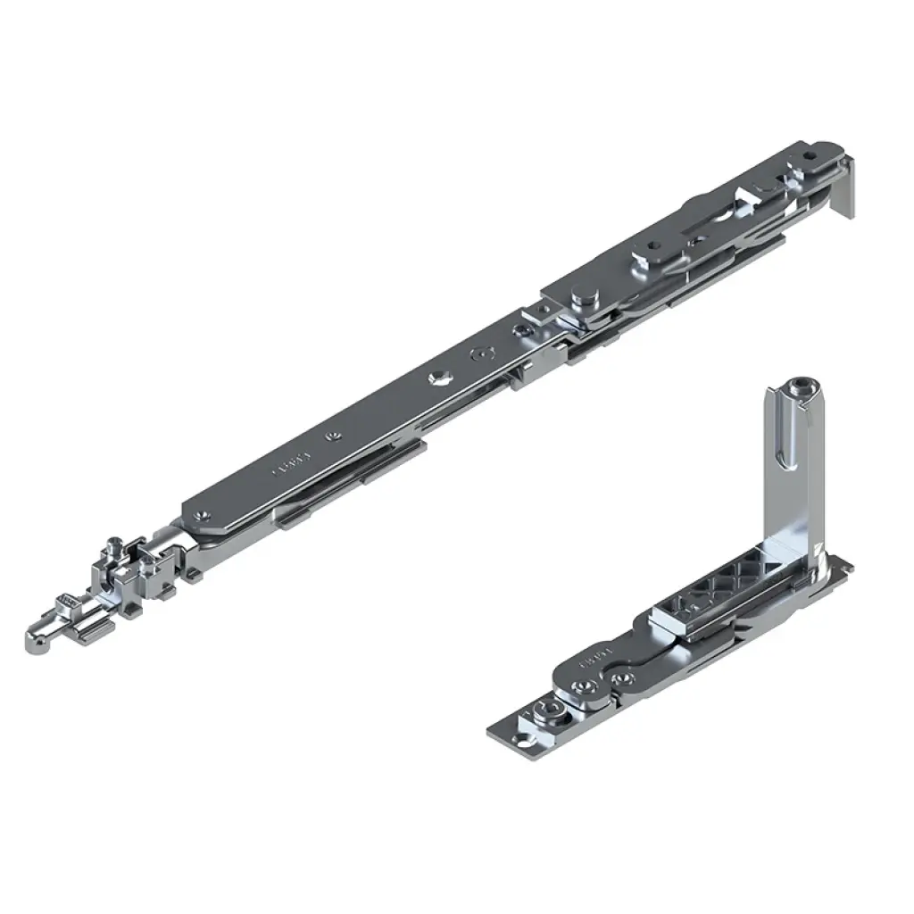Giesse 044250001 Kit Cerniera Braccio Chic 3D 130 per Anta Ribalta Destra Profilo CU Larghezza 470-700mm Portata 130Kg Acciaio e Zama Finitura Silver