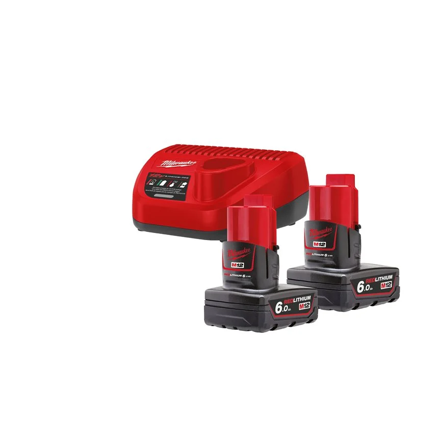 Milwaukee 4933451903 Kit Energy M12 NRG-602 con 2 Batterie 6Ah + Caricabatterie