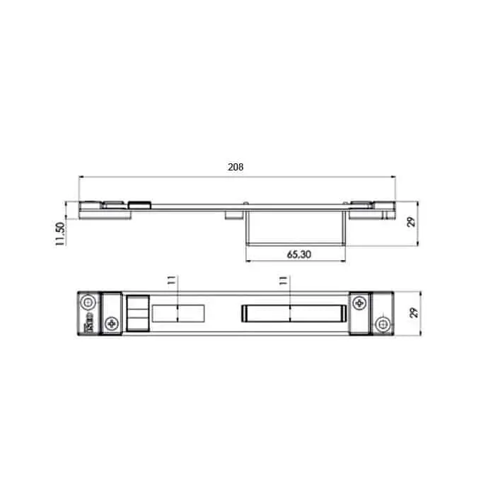 Iseo 038634 Contropiastra Chiusa Regolabile ISEO per Serratura Centrale Elettrica Meccanica Performa 29x208mm Nero