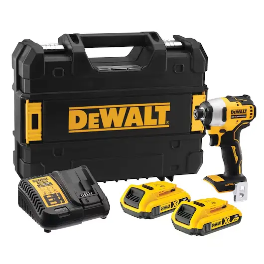 DeWalt DCF809D2T-QW Avviatore Impulsi Compatto Attacco 1/4" XR 18V 2x2.0Ah con 2 Batterie + Caricabatterie + Valigia T-Stak