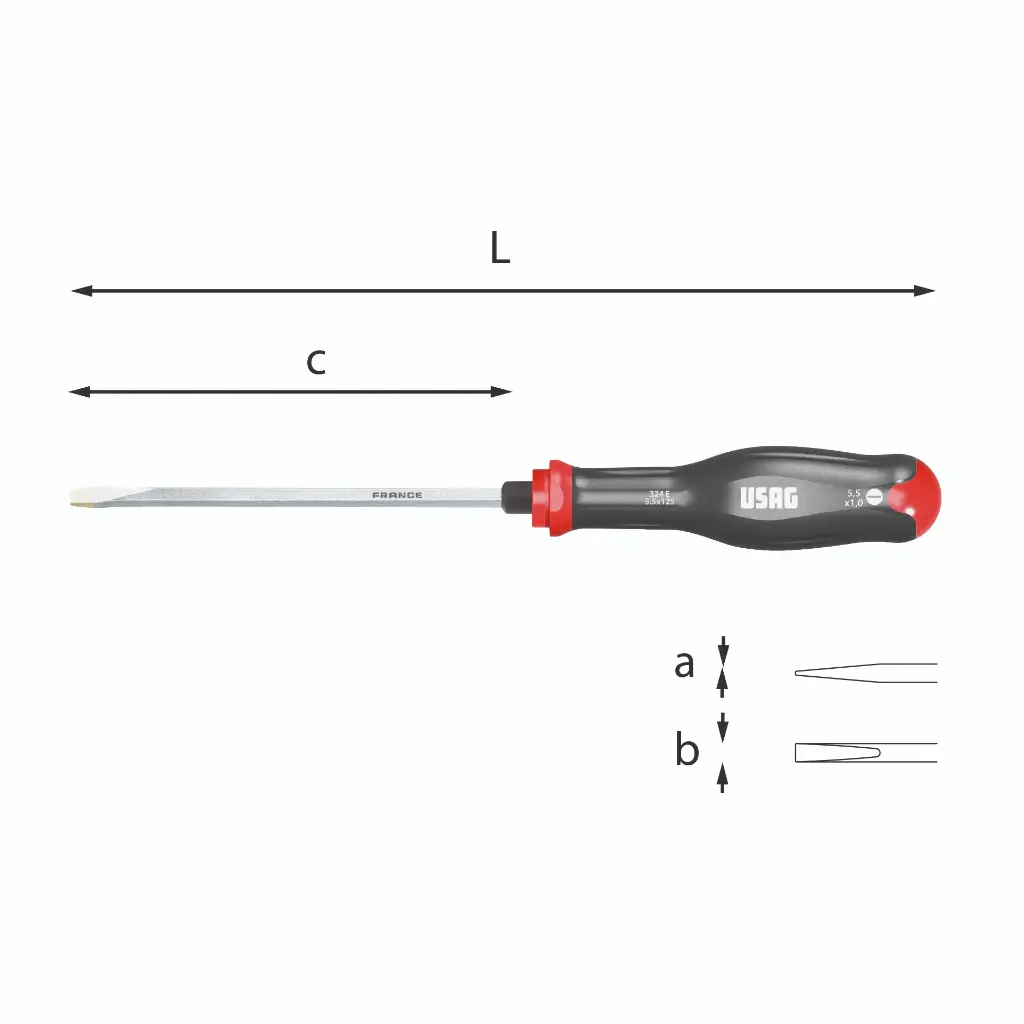 [088096] Usag U03240509 324E Giravite Cacciavite Spaccato per Viti con Intaglio1,6x10x175