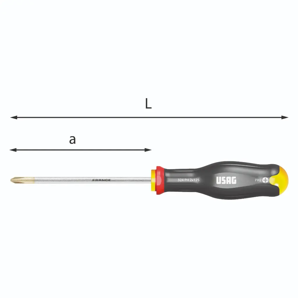 Usag U03240442 324PH Giravite Cacciavite Croce per Viti Philips 2x100 Lunghezza 220mm