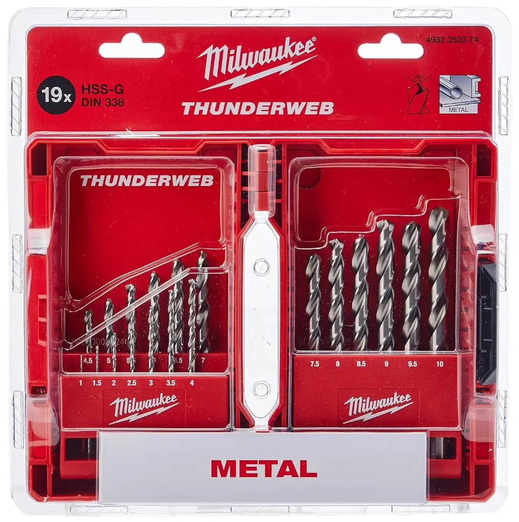 [089002] Milwaukee 4932352374 Set Punte per Metallo ThunderWeb HSS-G 19 Pezzi