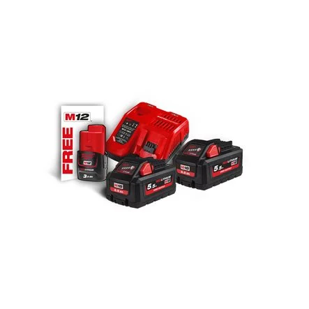 Milwaukee 4933464713 Kit Energy M18 HNRG-552 High Output con 2 Batterie 5.5Ah + 1 Batteria 3Ah + Caricabatterie