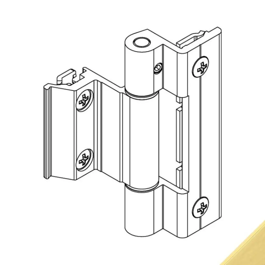 Giesse 00600310N Cerniera Bridge 2 per Anta Sporgere o Ribalta Profilo CU Altezza 93mm Portata 90-100Kg Alluminio Finitura Oro