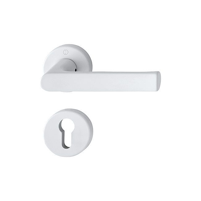 Hoppe 11844929 Grt. con rosetta Hambur 1700/42K/42KS F9016M bianco traffico opaco 