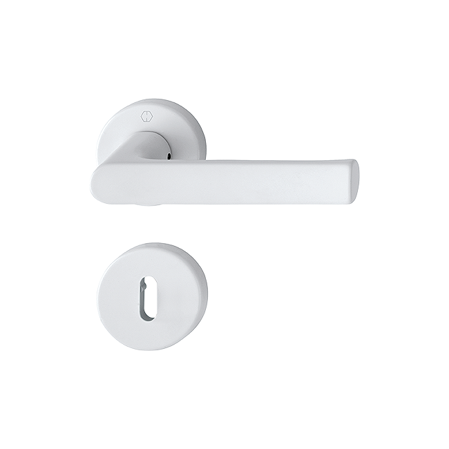 Hoppe 11844942 Grt. con rosetta Hambur 1700/42K/42KS F9016M bianco traffico opaco 